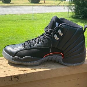 Jordan 12 High Top Black and Red Sneakers